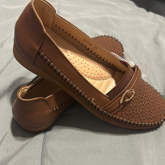 Brown Loafers with Perforated Design and Decorative Strap - Picture 12 of 13